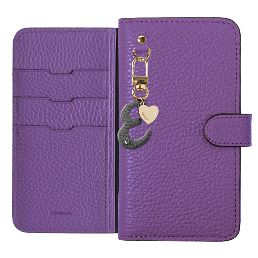 Genuine leather 32 colors Italian shrink leather mini initial charm notebook-style case (with belt) Xperia series