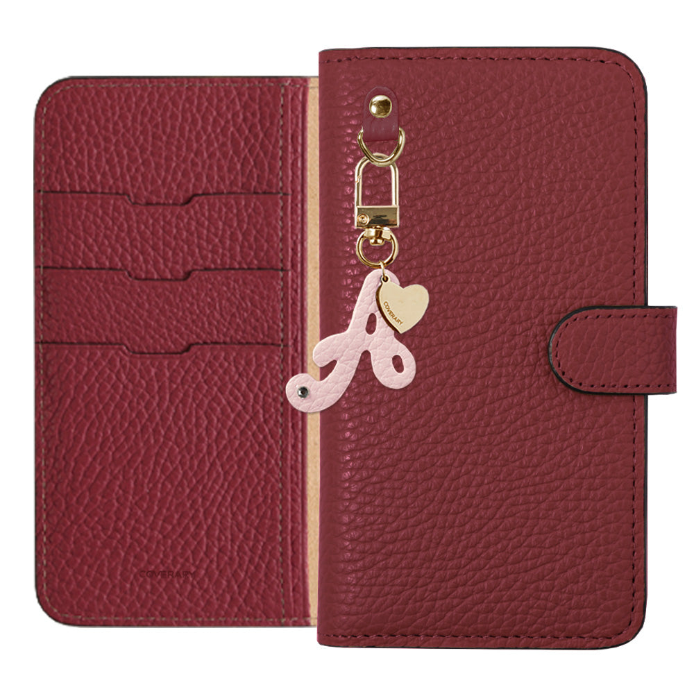 Genuine leather 32 colors Italian shrink leather mini initial charm notebook-style case (with belt) Xperia series