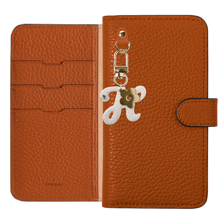 Genuine leather 32 colors Italian shrink leather mini initial charm notebook-style case (with belt) Xperia series