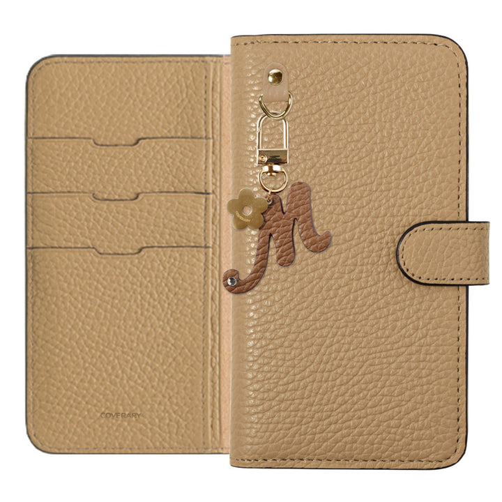 Genuine leather 32 colors Italian shrink leather mini initial charm notebook-style case (with belt) Xperia series
