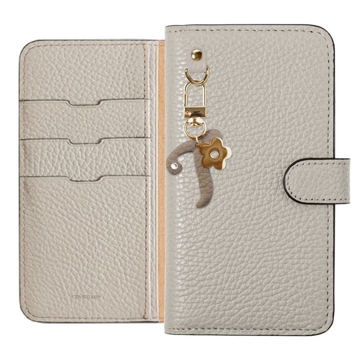 Genuine leather 32 colors Italian shrink leather mini initial charm notebook-style case (with belt) Google Pixel series