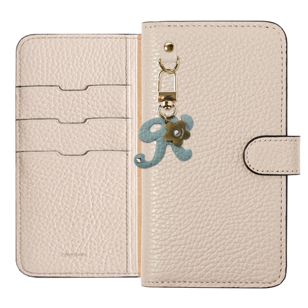 Genuine leather 32 colors Italian shrink leather mini initial charm notebook-style case (with belt) Xperia series