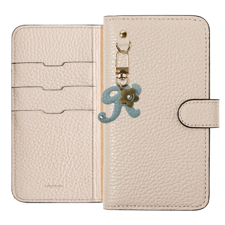 Genuine leather 32 colors Italian shrink leather mini initial charm notebook-style case (with belt) Xperia series