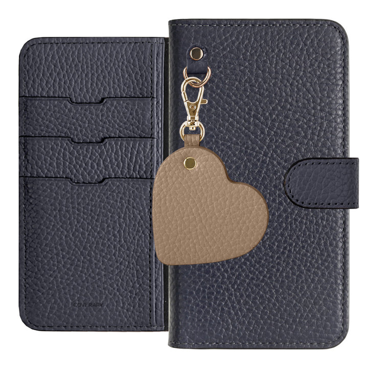 Genuine Leather 32 Colors Italian Shrink Leather Motif Mirror Charm Notebook Case (With Belt)