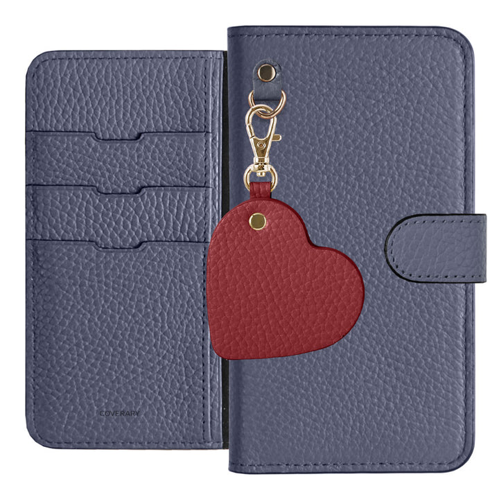 Genuine Leather 32 Colors Italian Shrink Leather Motif Mirror Charm Notebook Case (With Belt)