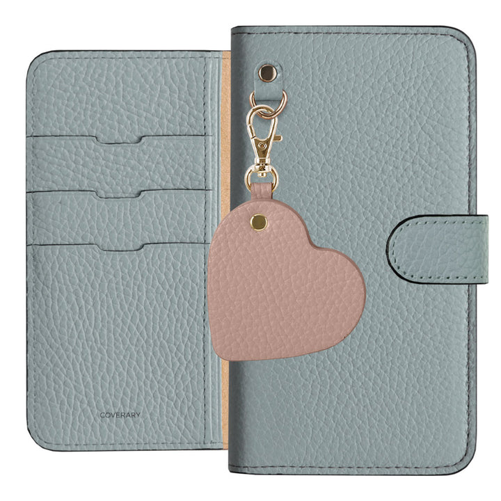 Genuine Leather 32 Colors Italian Shrink Leather Motif Mirror Charm Notebook Case (With Belt)