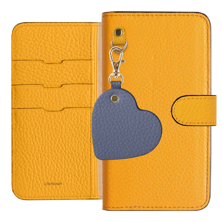 Genuine Leather 32 Colors Italian Shrink Leather Motif Mirror Charm Notebook Case (With Belt)