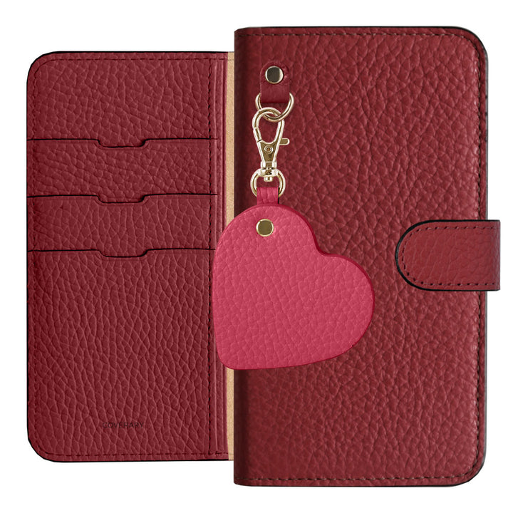 Genuine Leather 32 Colors Italian Shrink Leather Motif Mirror Charm Notebook Case (With Belt)