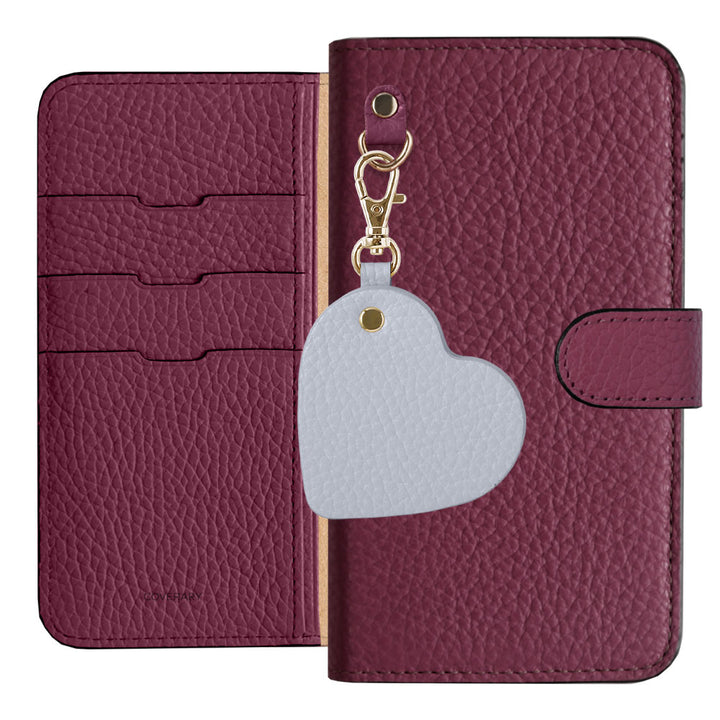 Genuine Leather 32 Colors Italian Shrink Leather Motif Mirror Charm Notebook Case (With Belt)