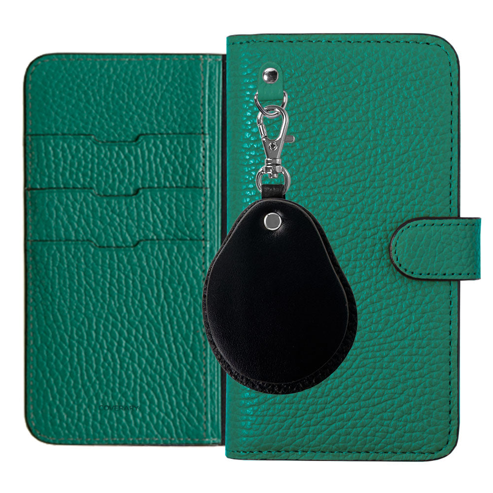 Genuine leather 32 colors Italian shrink leather Different material nuance Mirror charm Notebook type case (with belt) AQUOS series