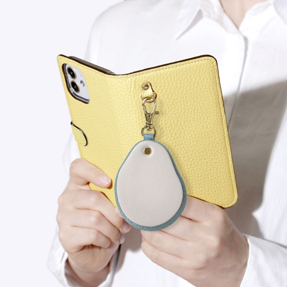 Genuine leather 32 colors Italian shrink leather Different material nuance Mirror charm Notebook type case (with belt) AQUOS series