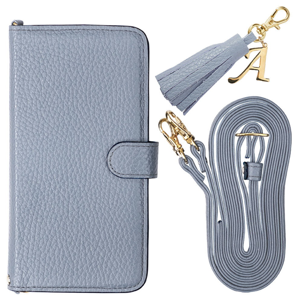 Genuine leather 32 colors Italian shrink leather with shoulder strap Initial tassel charm notebook-style case (with belt) Google Pixel series