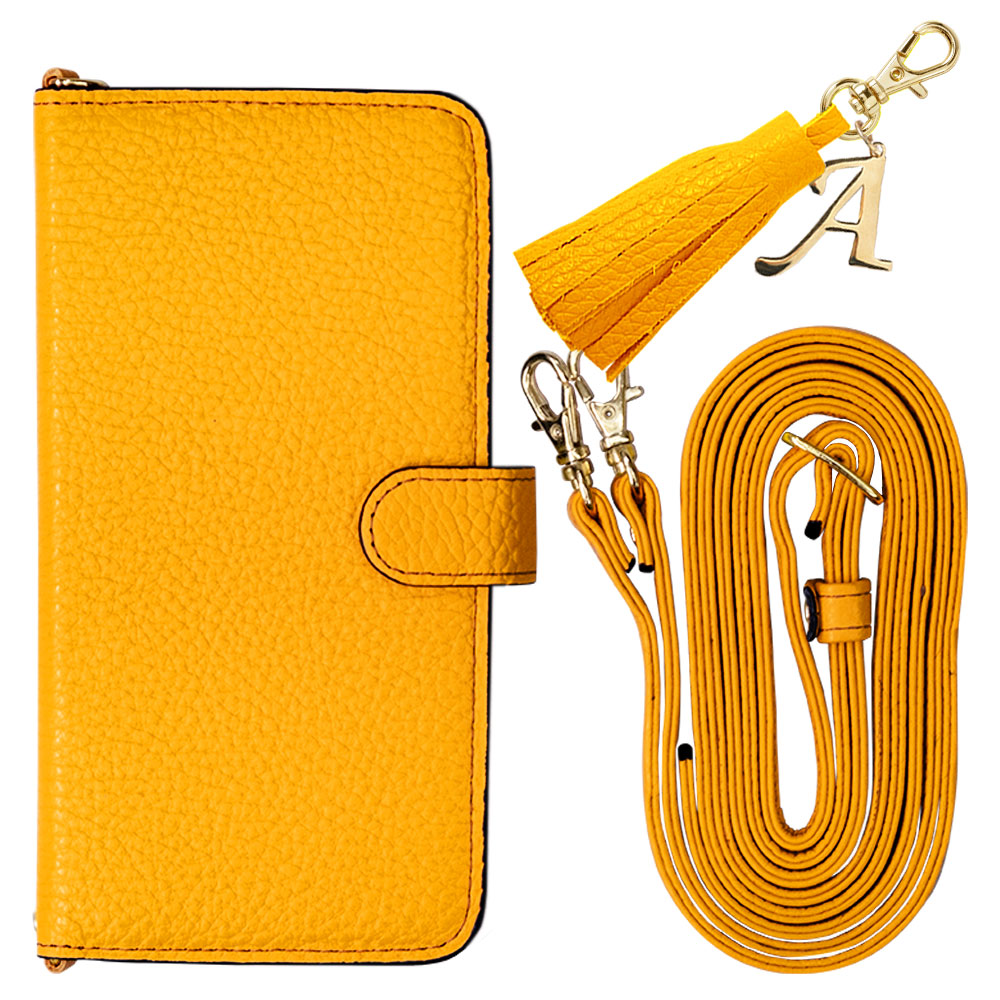 Cuir véritable 32 couleurs cuir italien grainé avec bandoulière, initiales, breloque pompon, étui portefeuille (avec ceinture) série Galaxy