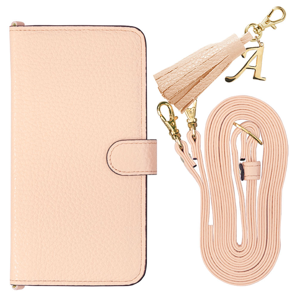 Genuine leather 32 colors Italian shrink leather with shoulder strap Initial tassel charm notebook-style case (with belt) Google Pixel series