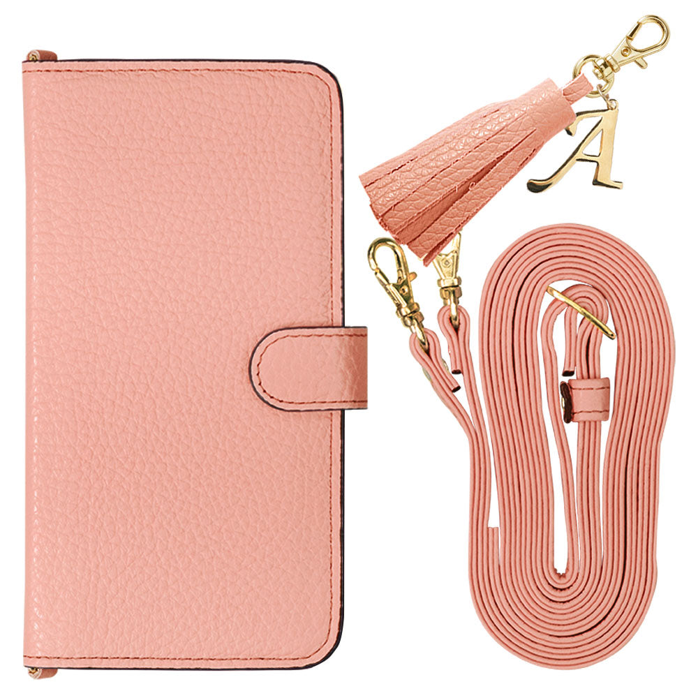 Genuine leather 32 colors Italian shrink leather with shoulder strap Initial tassel charm notebook-style case (with belt) Google Pixel series