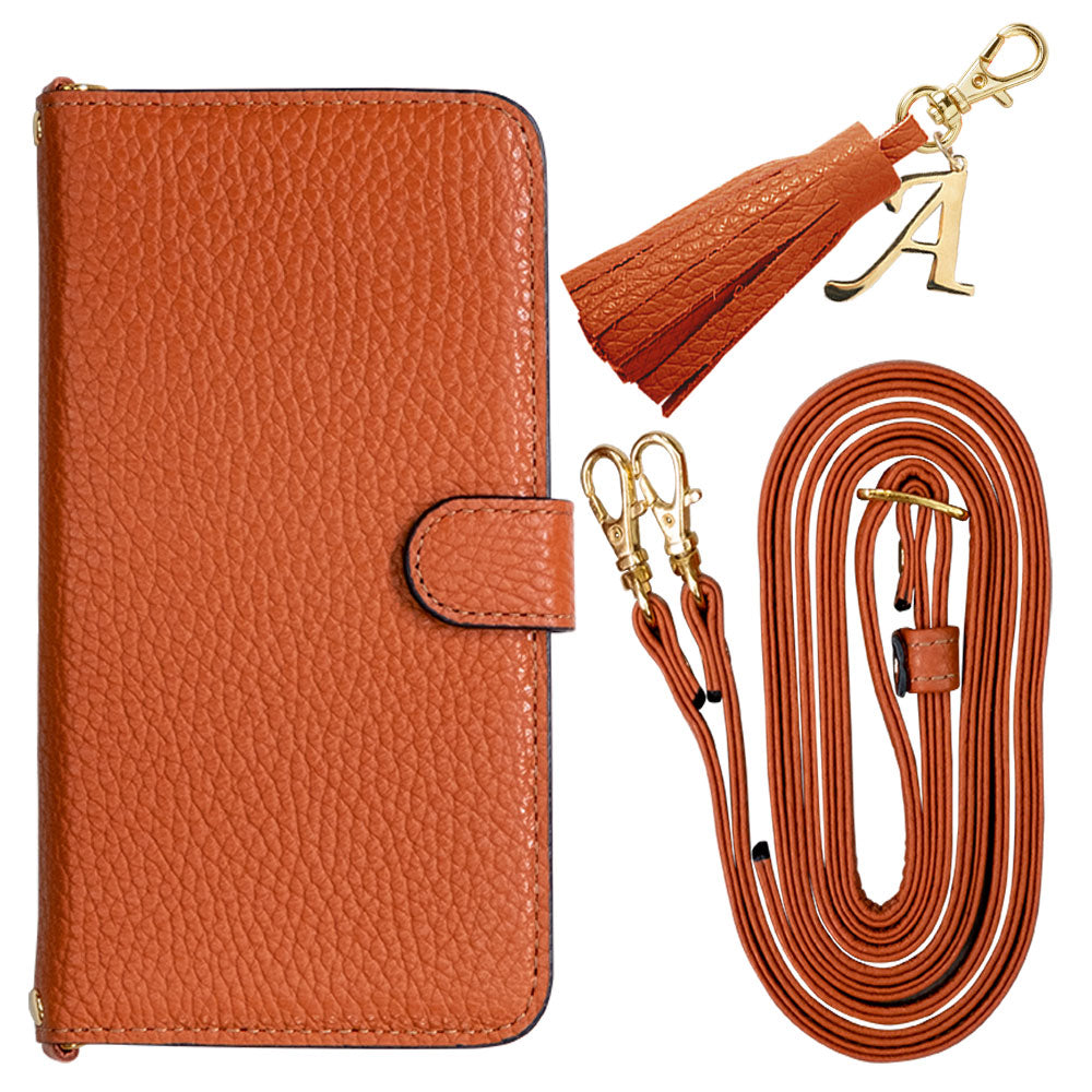 Genuine leather 32 colors Italian shrink leather with shoulder strap Initial tassel charm notebook-style case (with belt) Google Pixel series