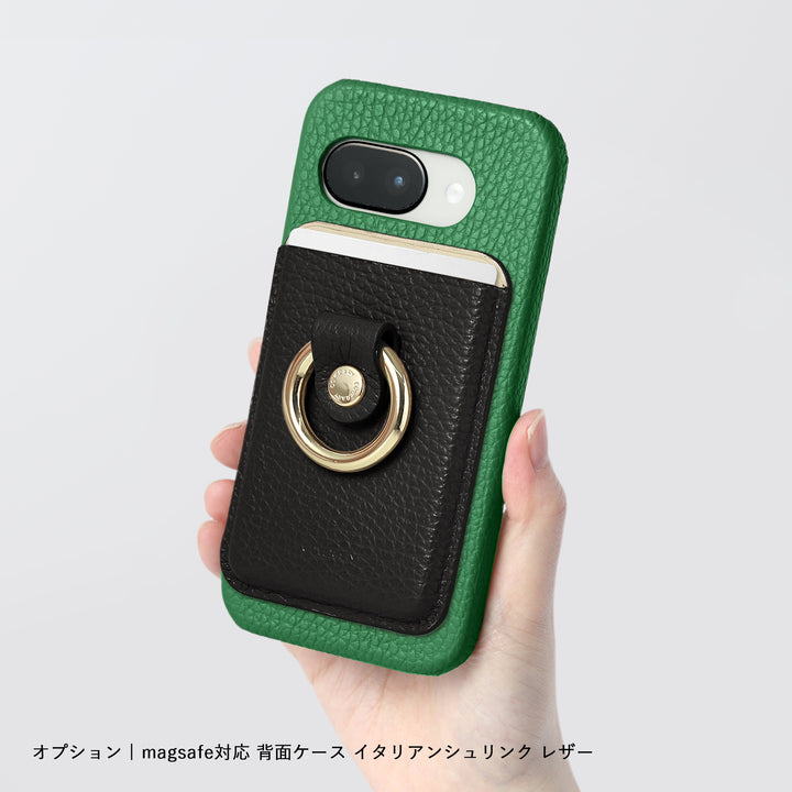 Magsafe対応 本革 32色 イタリアンシュリンクレザー カードポケット スマホリング付き