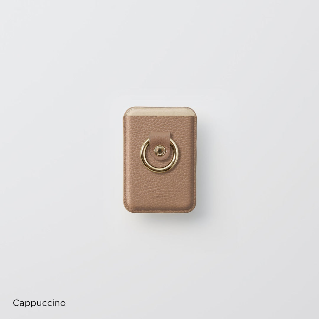 Magsafe対応 本革 イタリアンシュリンクレザー カードポケット スマホリング付き