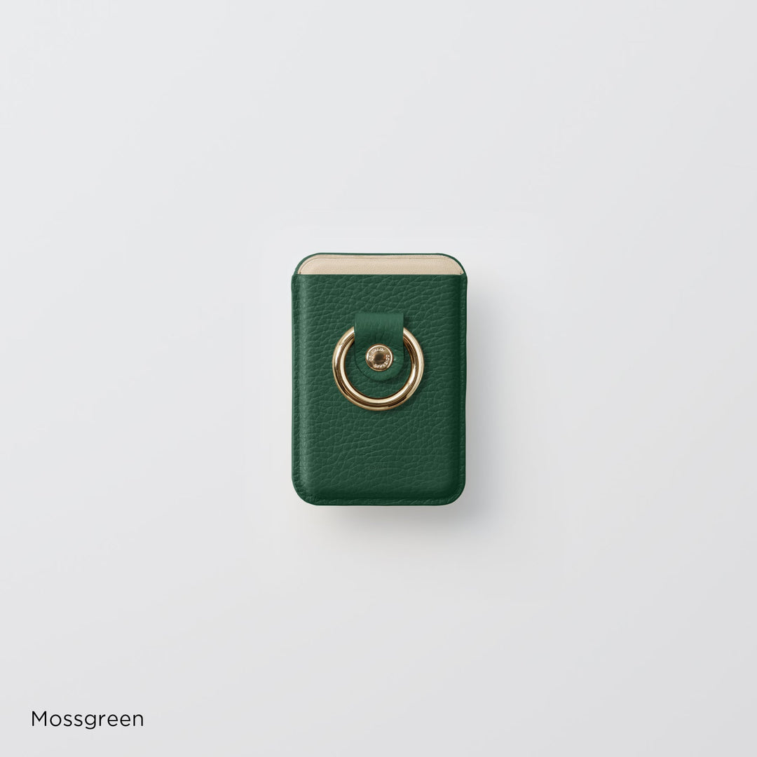 Magsafe対応 本革 イタリアンシュリンクレザー カードポケット スマホリング付き