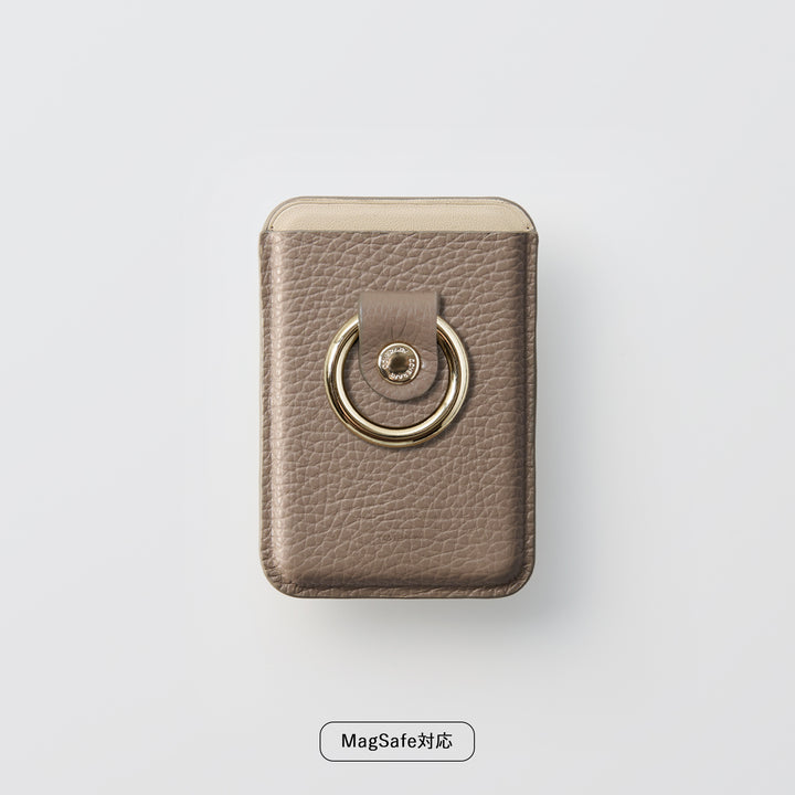 Magsafe対応 本革 32色 イタリアンシュリンクレザー カードポケット スマホリング付き
