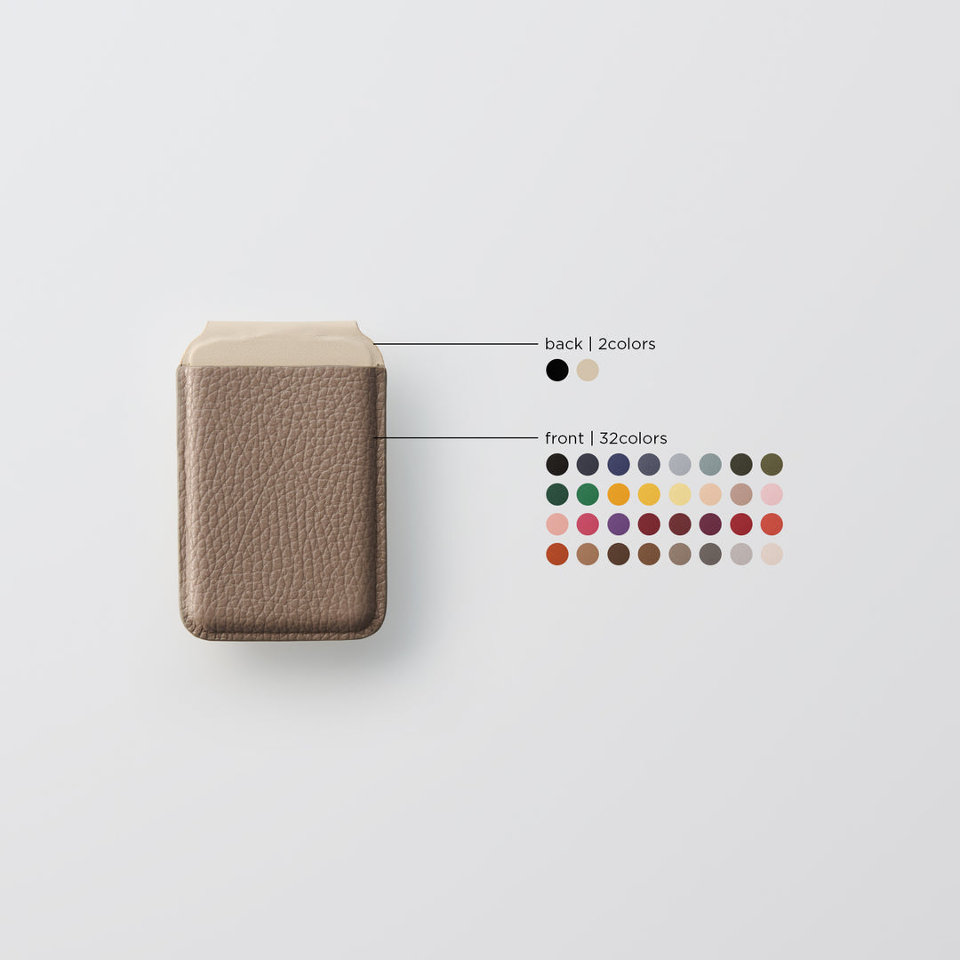 Magsafe Compatible Genuine Leather 32 Colors Italian Shrink Leather Card Pocket Stand Function