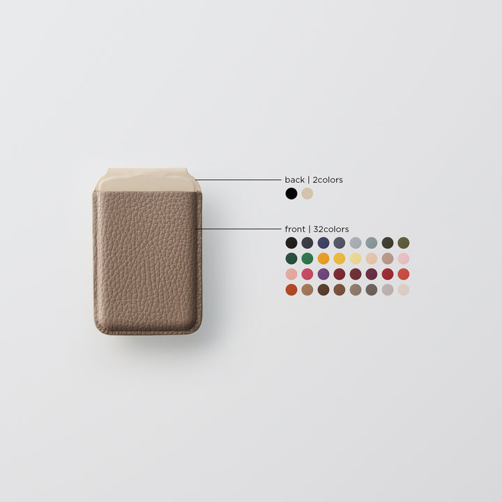 Magsafe Compatible Genuine Leather 32 Colors Italian Shrink Leather Card Pocket Stand Function