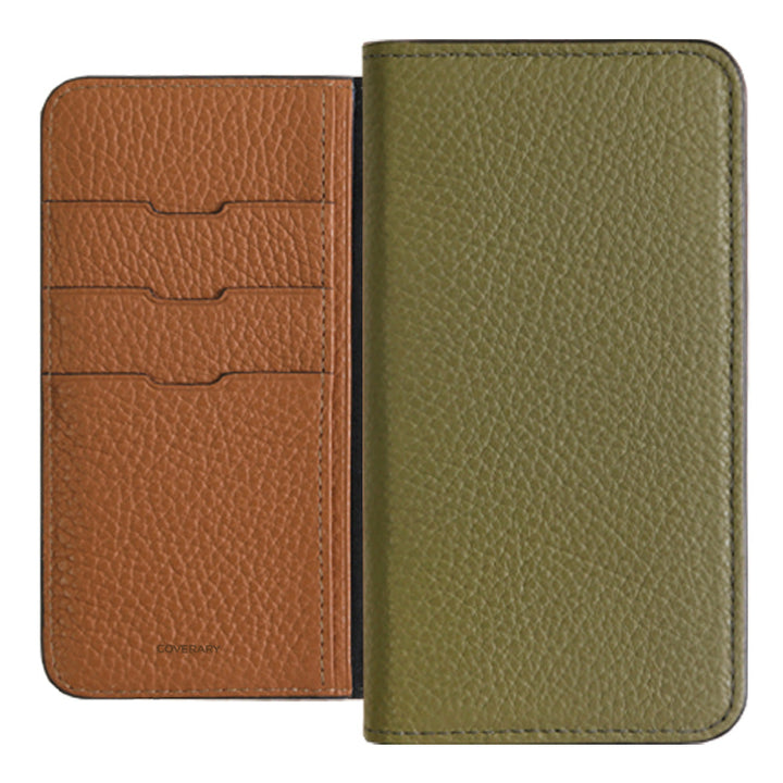 Genuine leather 32 colors Italian shrink leather bicolor notebook-style case AQUOS series