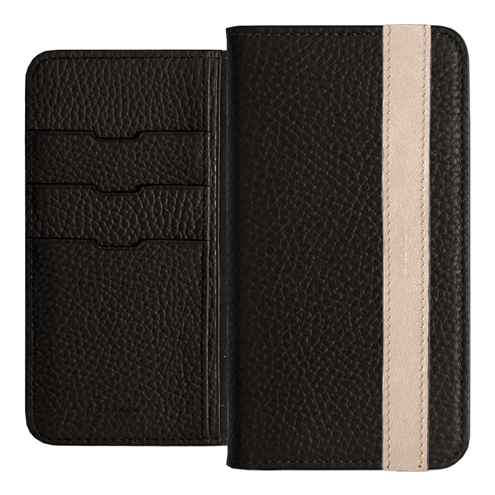 Cuir véritable 32 couleurs cuir italien grainé ligne d'accent étui portefeuille série Galaxy