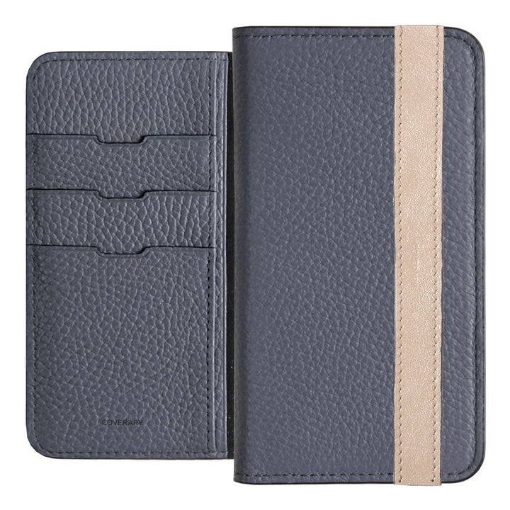 Cuir véritable 32 couleurs cuir italien grainé ligne d'accent étui portefeuille série Galaxy