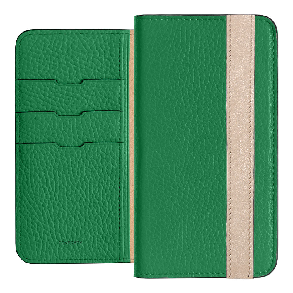 Cuir véritable 32 couleurs cuir italien grainé ligne d'accent étui portefeuille série Galaxy