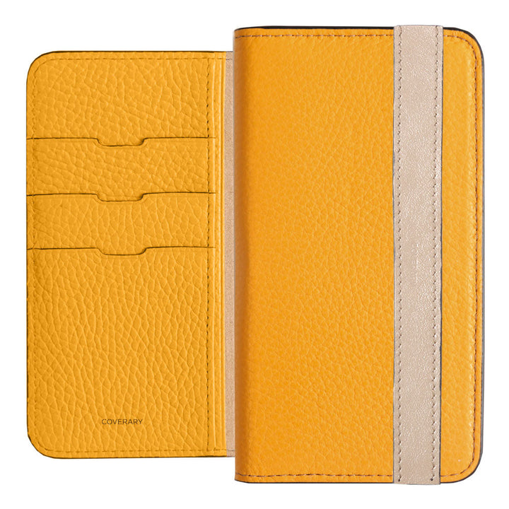 Cuir véritable 32 couleurs cuir italien grainé ligne d'accent étui portefeuille série Galaxy