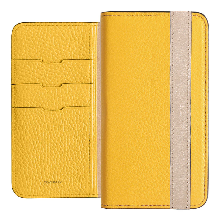 Cuir véritable 32 couleurs cuir italien grainé ligne d'accent étui portefeuille série Galaxy