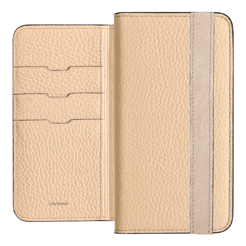 Cuir véritable 32 couleurs cuir italien grainé ligne d'accent étui portefeuille série Galaxy