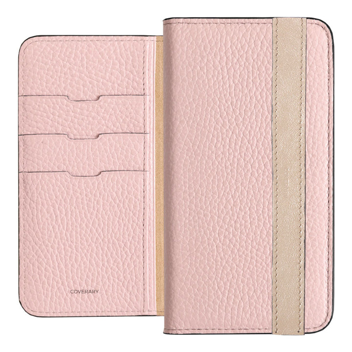 Cuir véritable 32 couleurs cuir italien grainé ligne d'accent étui portefeuille série Galaxy