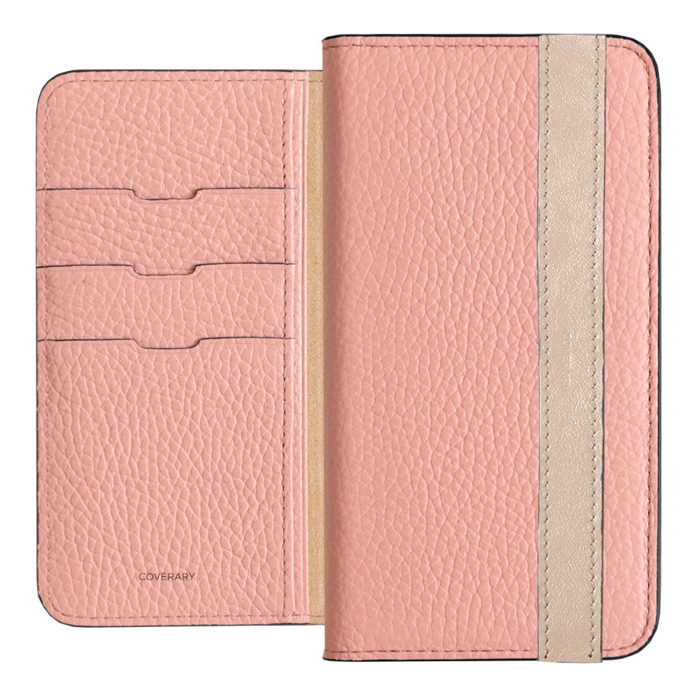 Cuir véritable 32 couleurs cuir italien grainé ligne d'accent étui portefeuille série Galaxy