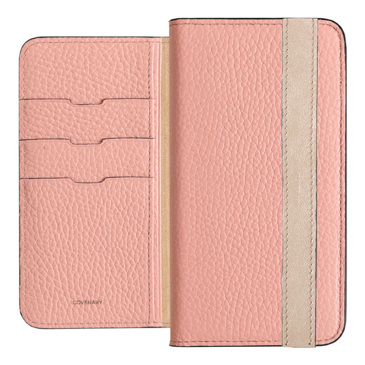 Cuir véritable 32 couleurs cuir italien grainé ligne d'accent étui portefeuille série Galaxy