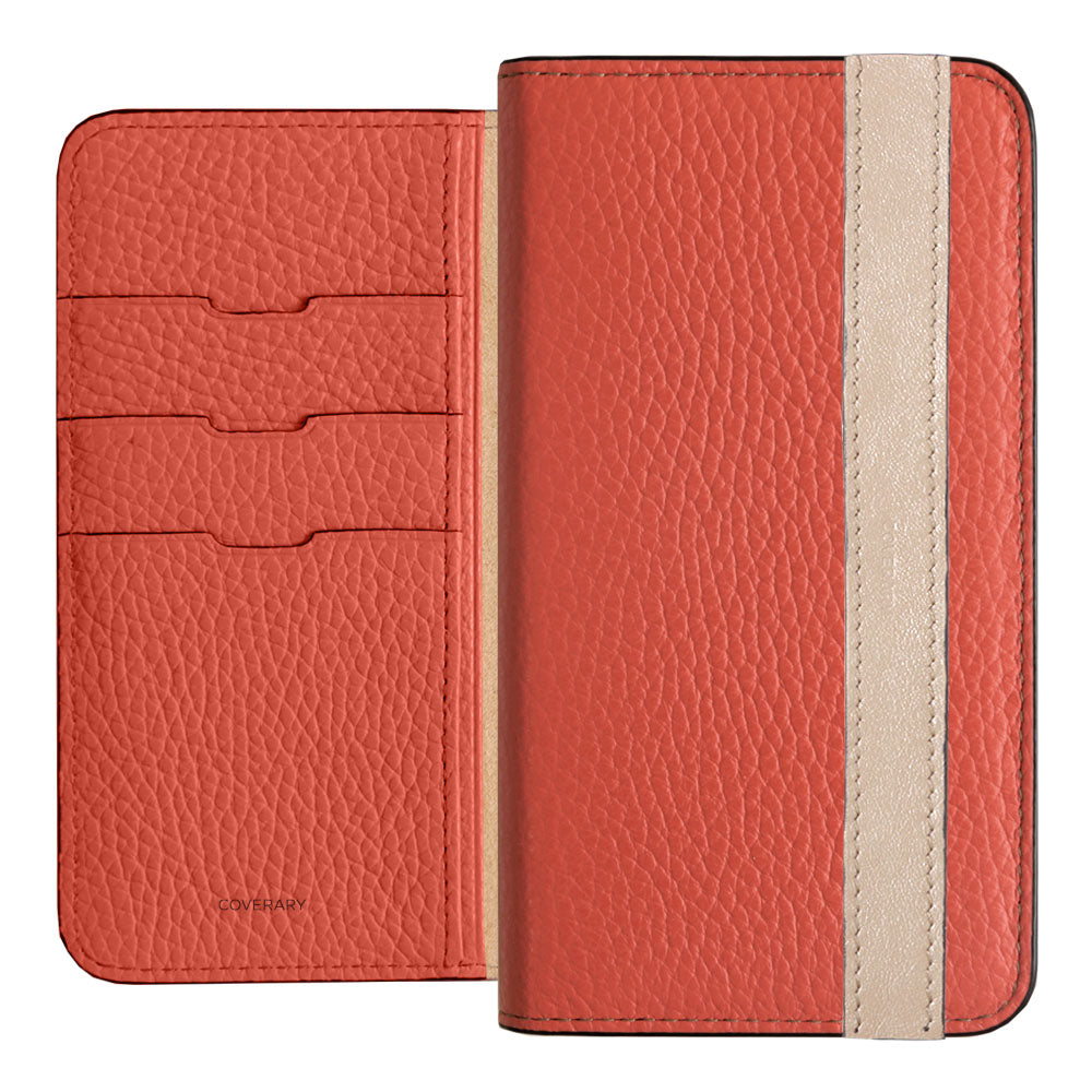 Cuir véritable 32 couleurs cuir italien grainé ligne d'accent étui portefeuille série Galaxy