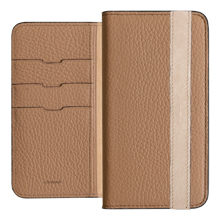 Cuir véritable 32 couleurs cuir italien grainé ligne d'accent étui portefeuille série Galaxy