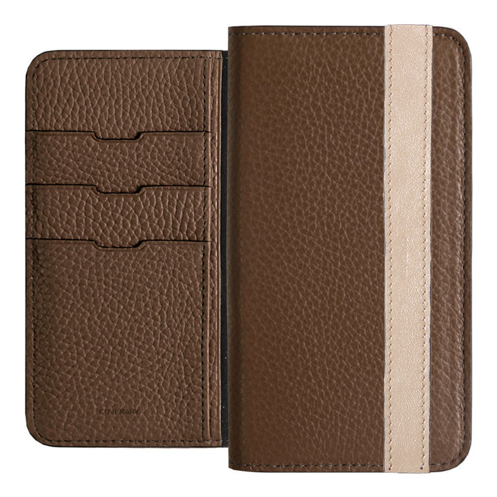 Cuir véritable 32 couleurs cuir italien grainé ligne d'accent étui portefeuille série Galaxy