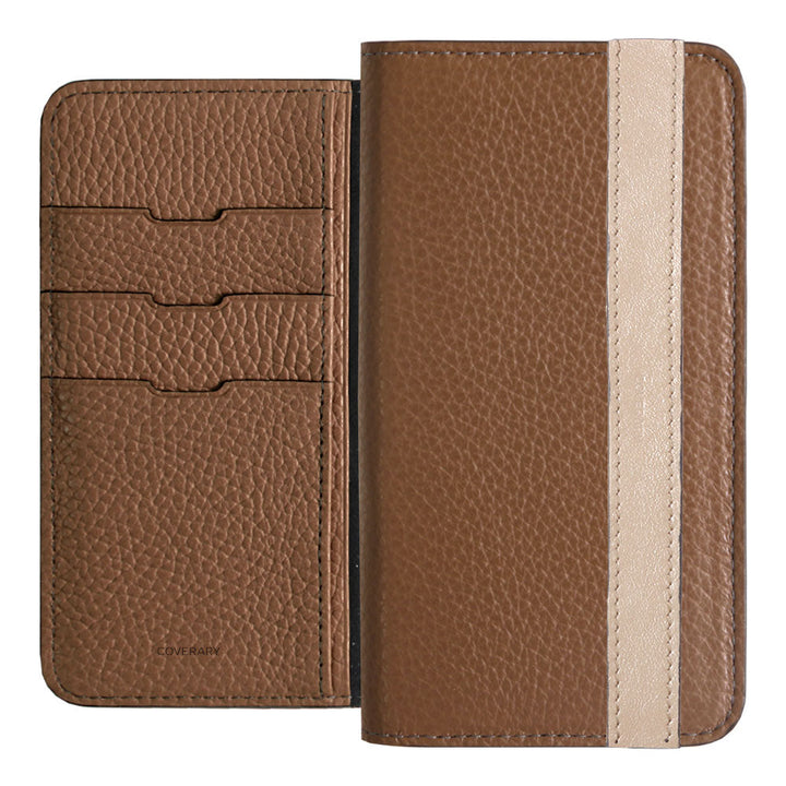 Cuir véritable 32 couleurs cuir italien grainé ligne d'accent étui portefeuille série Galaxy