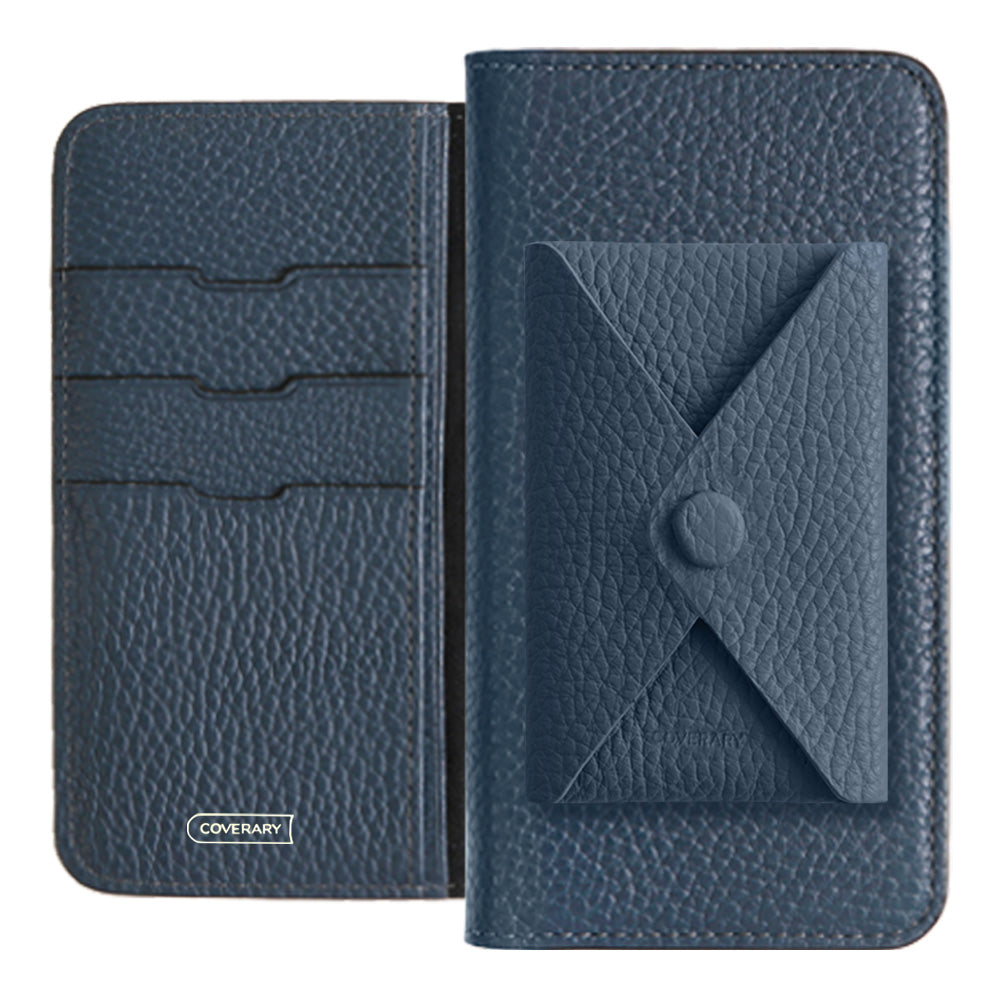 Cuir véritable 32 couleurs cuir italien grainé avec poche à rabat étui portefeuille série Galaxy