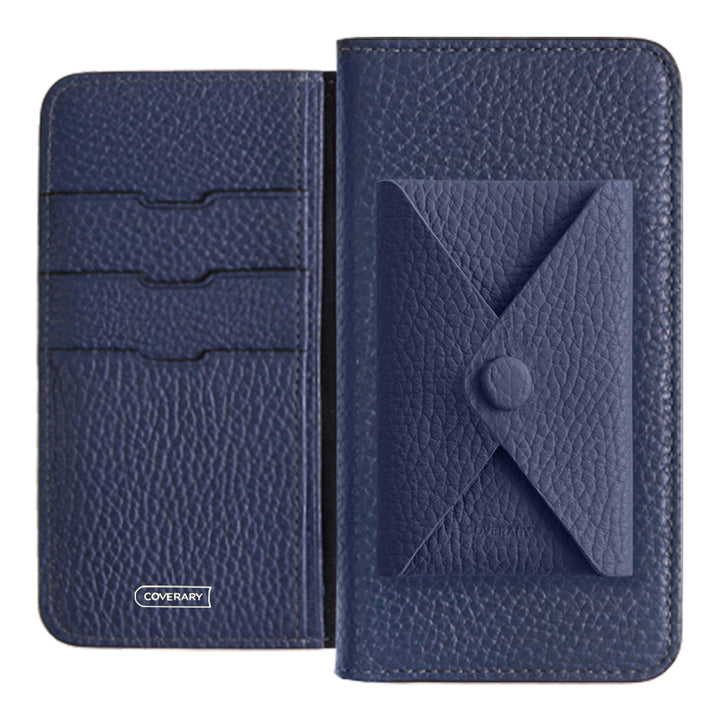 Cuir véritable 32 couleurs cuir italien grainé avec poche à rabat étui portefeuille série Galaxy