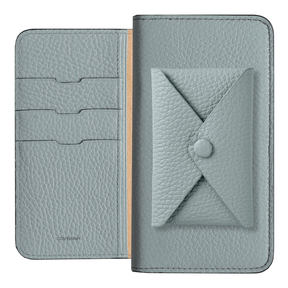 Cuir véritable 32 couleurs cuir italien grainé avec poche à rabat étui portefeuille série Galaxy