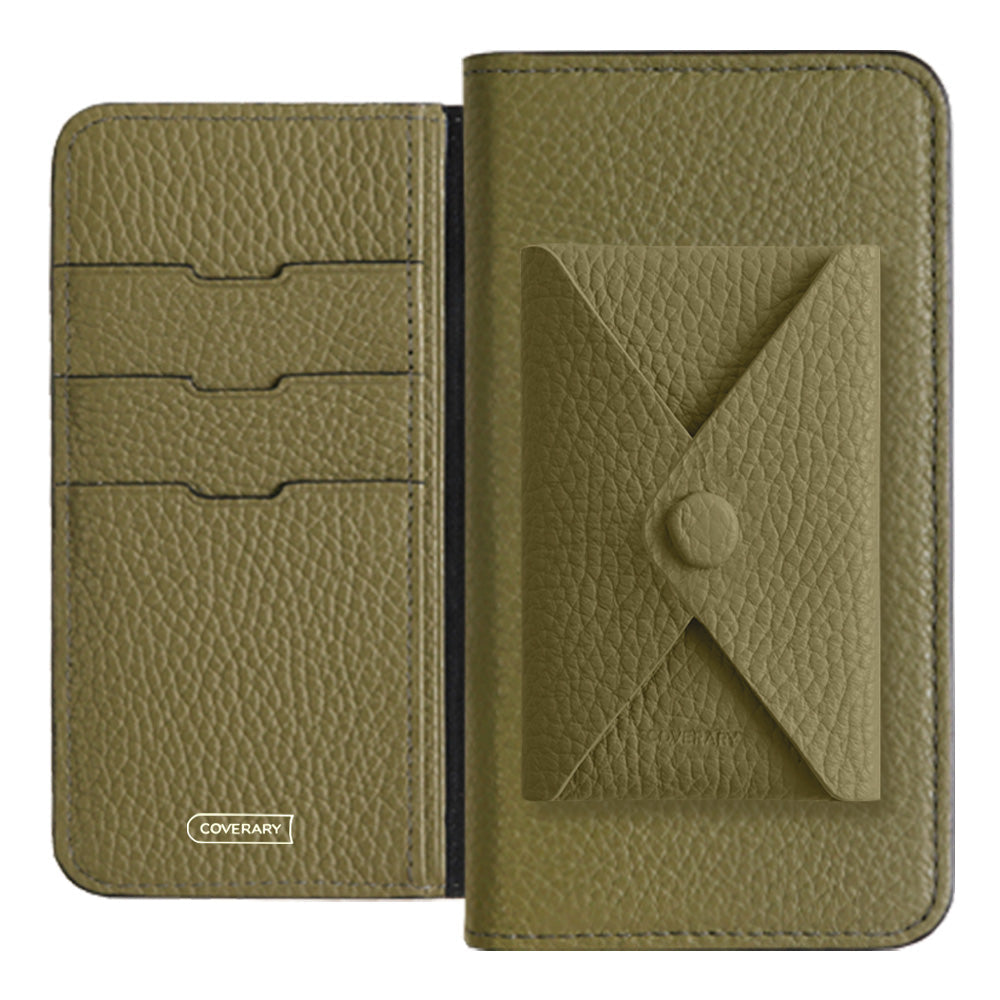 Cuir véritable 32 couleurs cuir italien grainé avec poche à rabat étui portefeuille série Galaxy