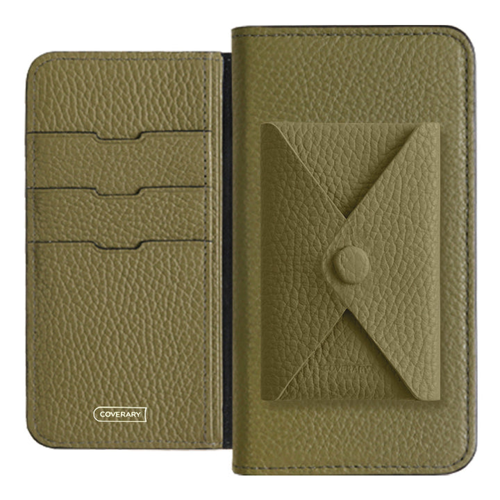 Cuir véritable 32 couleurs cuir italien grainé avec poche à rabat étui portefeuille série Galaxy