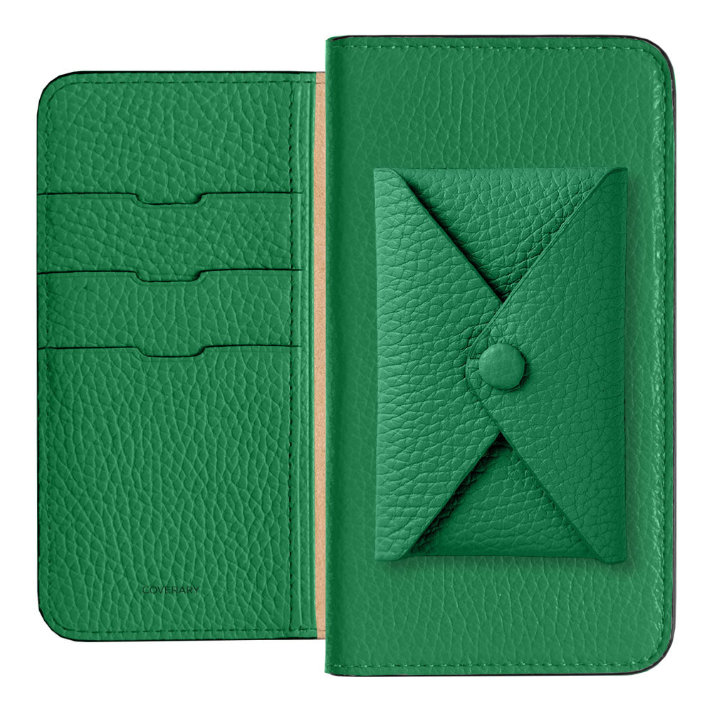 Cuir véritable 32 couleurs cuir italien grainé avec poche à rabat étui portefeuille série Galaxy