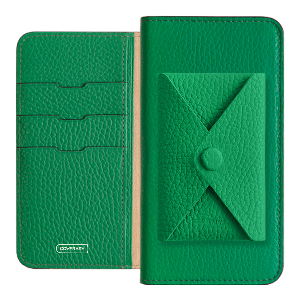 Cuir véritable 32 couleurs cuir italien grainé avec poche à rabat étui portefeuille série Galaxy