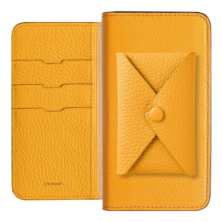 Étui portefeuille en cuir italien grainé 32 couleurs avec poche à rabat pour la série Xperia