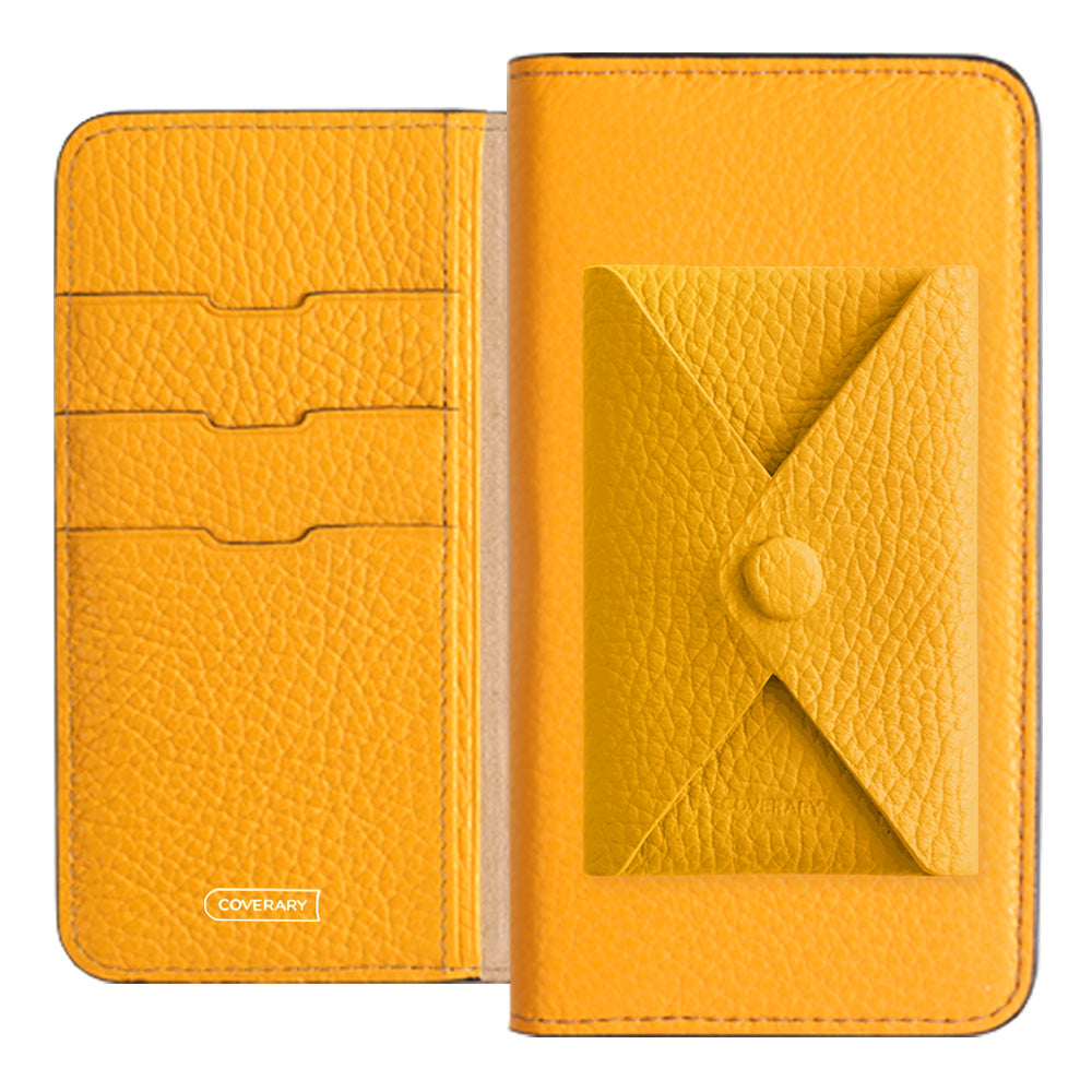 Cuir véritable 32 couleurs cuir italien grainé avec poche à rabat étui portefeuille série Galaxy