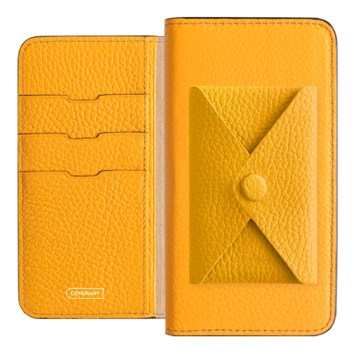 Cuir véritable 32 couleurs cuir italien grainé avec poche à rabat étui portefeuille série Galaxy